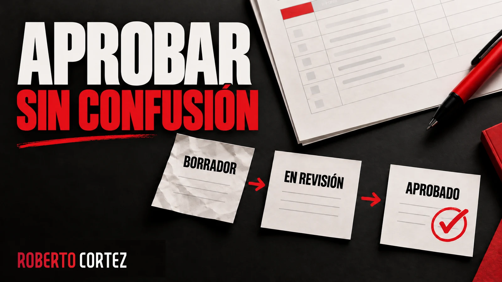 Una hoja de cálculo da paso a tarjetas de borrador, revisión y aprobación