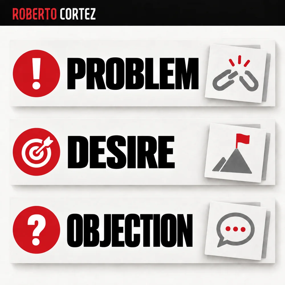 PROBLEM, DESIRE, OBJECTION