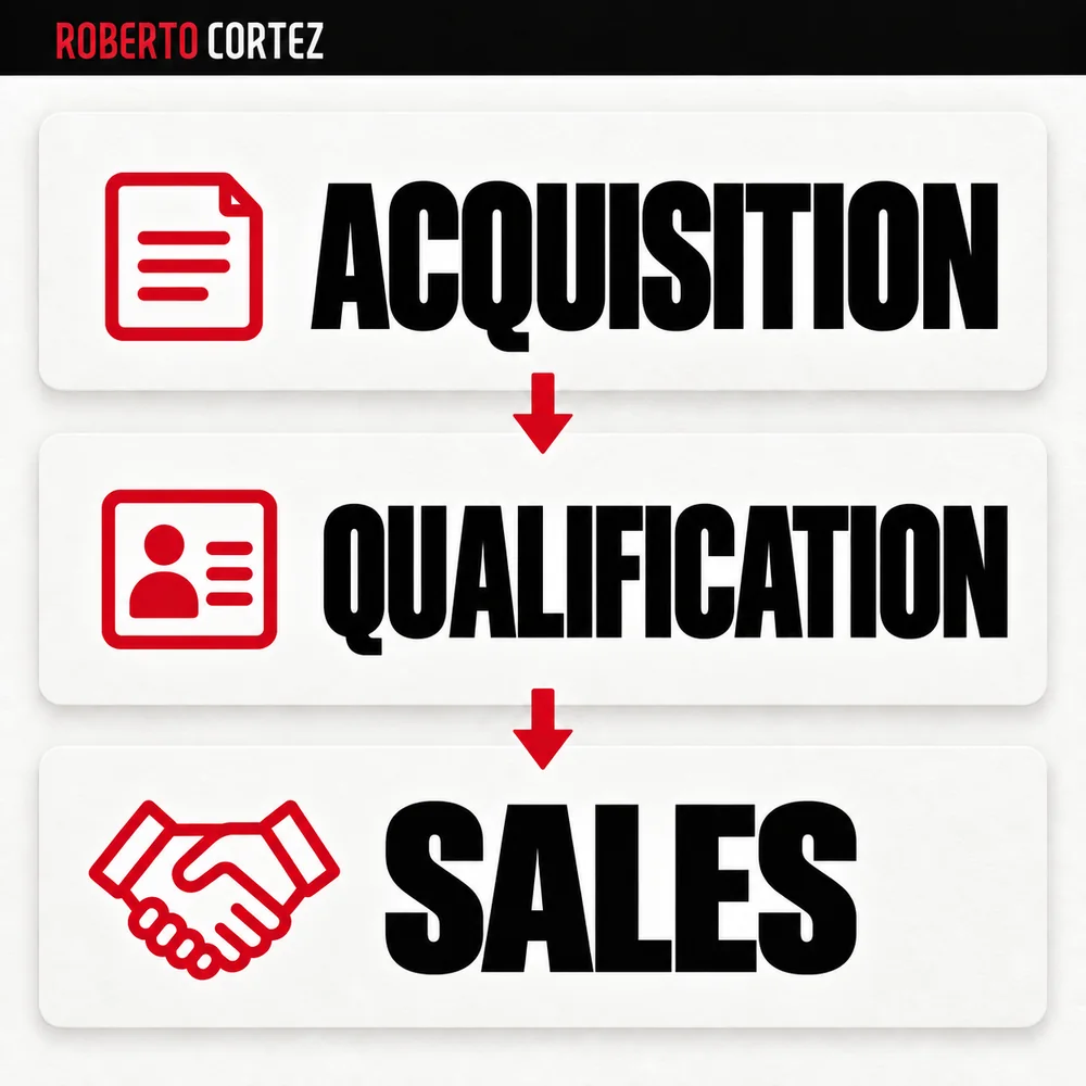 Locate the loss across acquisition, qualification and sales. Then inspect the specific stage: traffic, form, contact, proposal or closing.